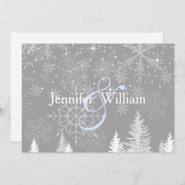 Winter Wonderland Mariage, Elegant Invitation (Devant / Derrière)