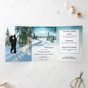 Winter Wonderland Mariage Photo Invitation