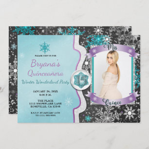 Winter Wonderland Mis Quince 15 Invitations photo