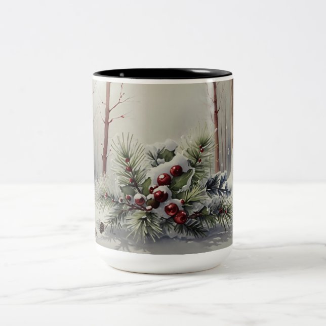 Winter Wonderland Mug | Berries rouges à feuillage (Centre)