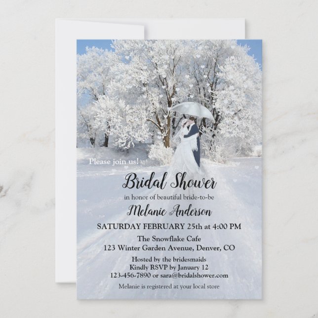 Winter Wonderland Neige nuptiale Invitation de dou (Devant)