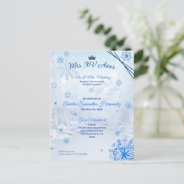 Winter Wonderland Quinceañera Invitation (Debout devant)