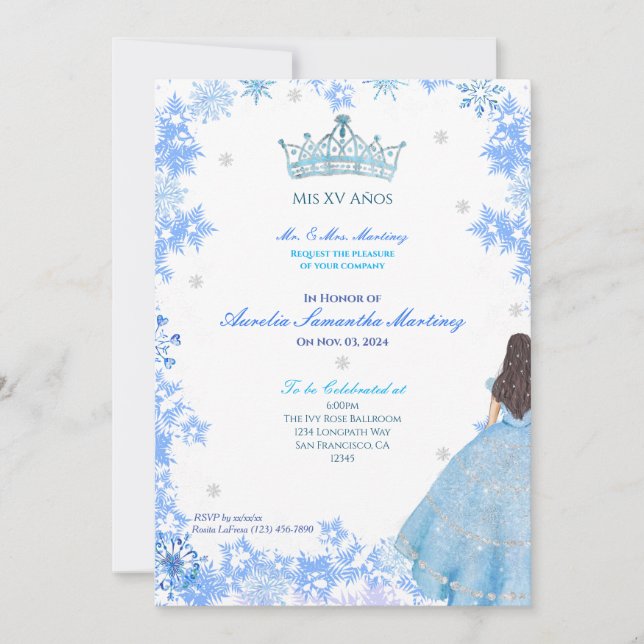 Winter Wonderland Quinceañera Invitation (Devant)