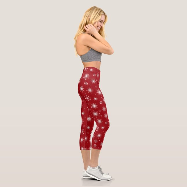Winter Wonderland Red Leggings with Snowflakes (Droite)