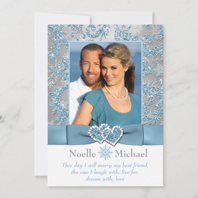 Winter Wonderland Rejoint Coeurs PHOTO Invitation (Devant)