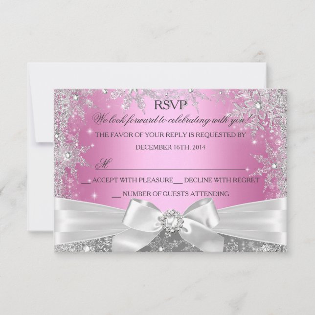 Winter Wonderland Rose Sweet 16 RSVP (Devant)