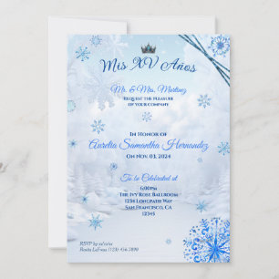 Winter Wonderland Snowflake Quinceañera Invitation