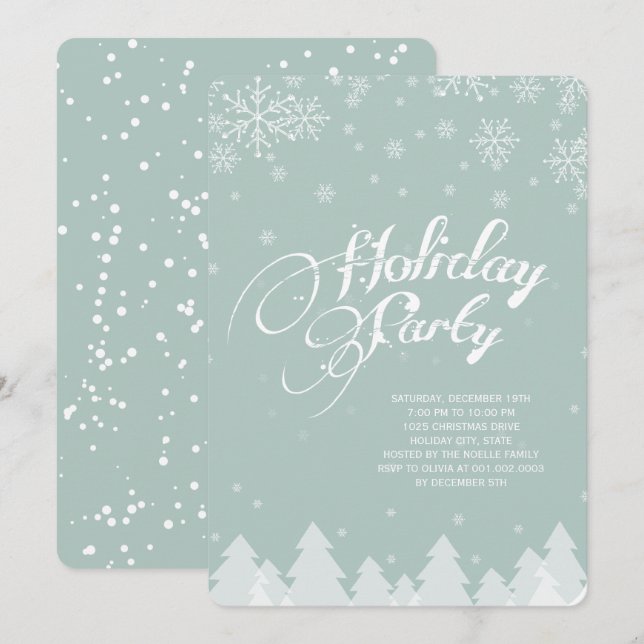 Winter Wonderland Snowflakes Fête Invitation (Devant / Derrière)