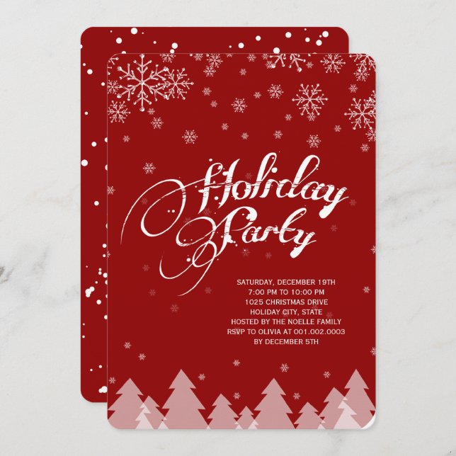 Winter Wonderland Snowflakes Fête Invitation (Devant / Derrière)