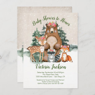 Winter Woodland Forest Bébé Invitations de douche