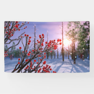 Winterberry dans la bannière de glace