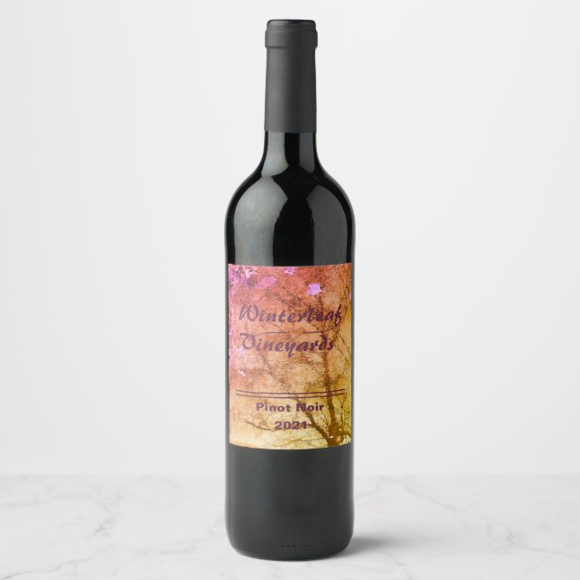 "Winterleaf" Étiquettes de vin en ambre foncé, Set (Devant)