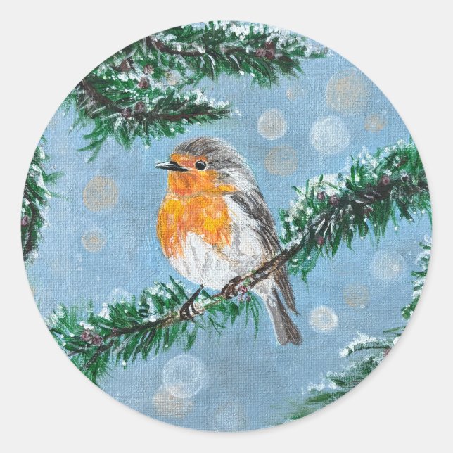 Wintery Robin Christmas Stickers (Devant)