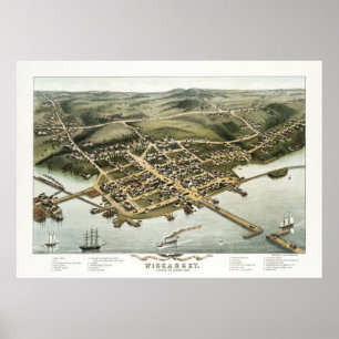 Wiscasset, Maine Bird's Eye View, 1878 Poster