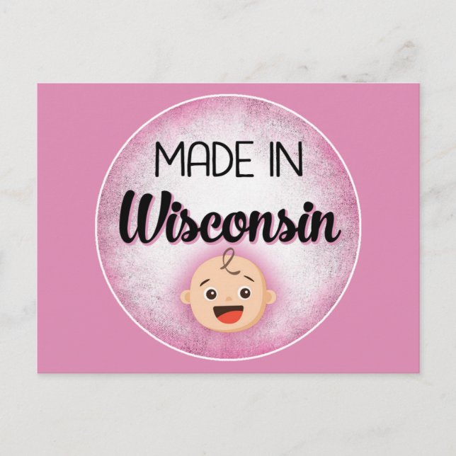 Wisconsin Baby Funny Pink New Girl Carte postale (Devant)