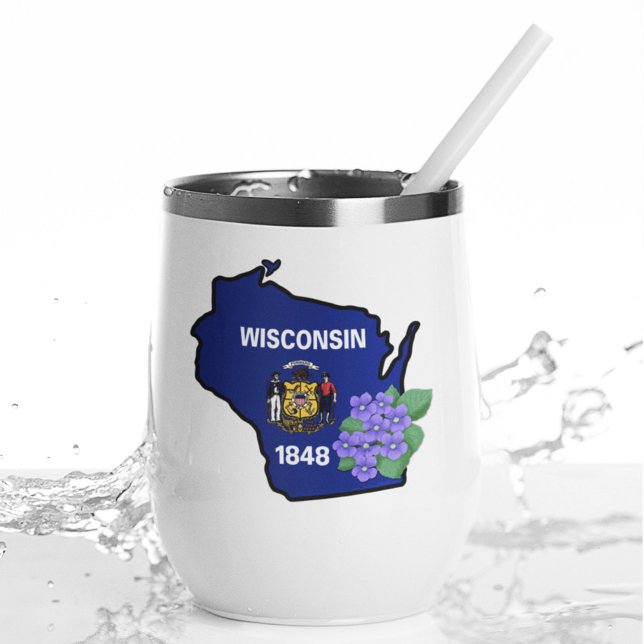 Wisconsin Drapeau et Fleur Bleu Violet Nom personn (Créateur téléchargé)