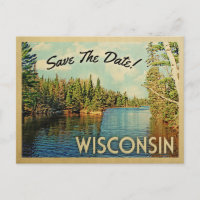 Wisconsin Enregistrer La Date Vintage Lake Cartes 