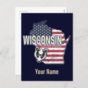 Wisconsin États-Unis Carte d'état Vintage USA