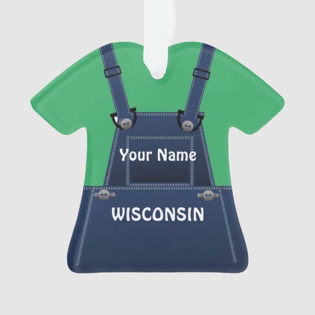 Wisconsin Farmer Bib Overalls Personnalisé Noël (devant)