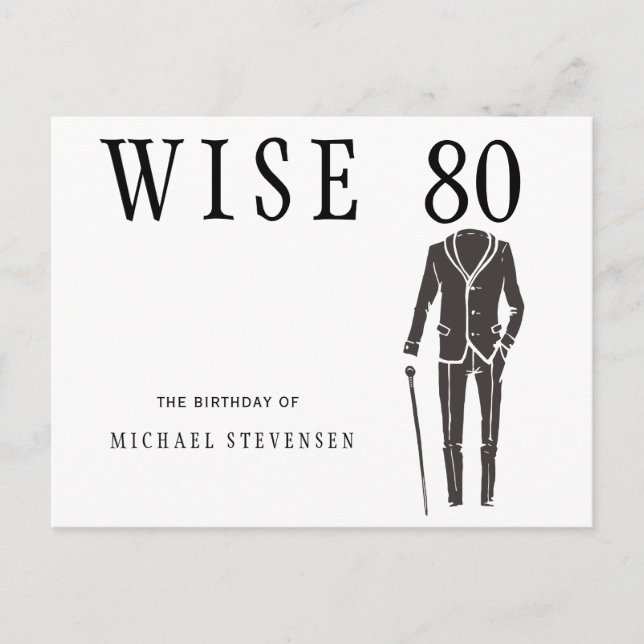 Wise 80 hommes noirs et blancs invitation annivers (Devant)