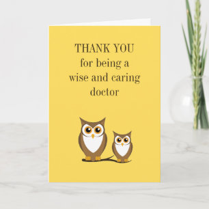 Wise owl médecin carte de remerciements