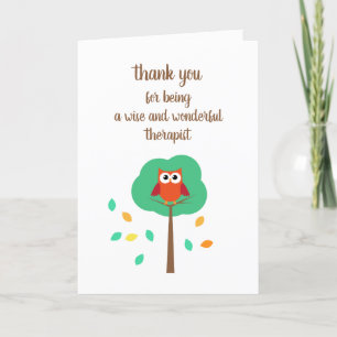 Wise Owl Therapist Carte de remerciements