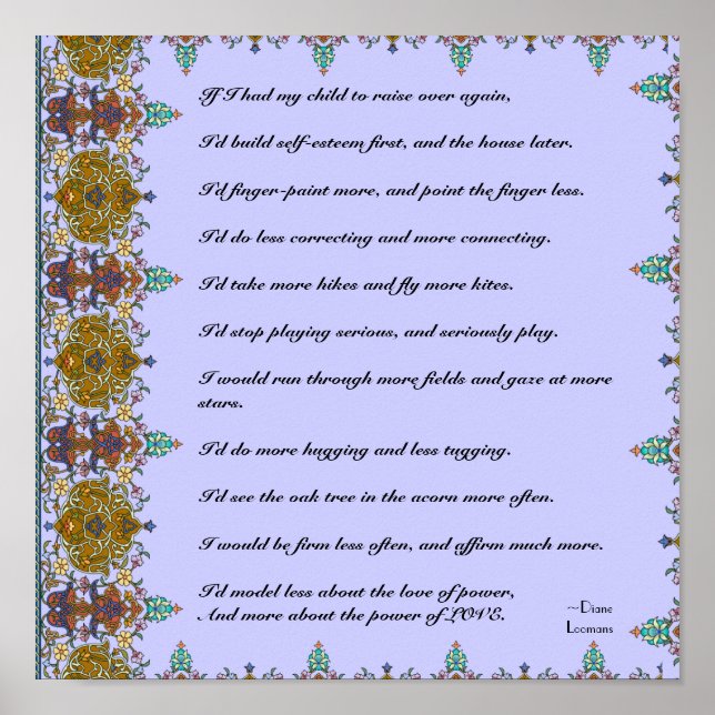 Wise Quote How to Raise Children Poster (Devant)