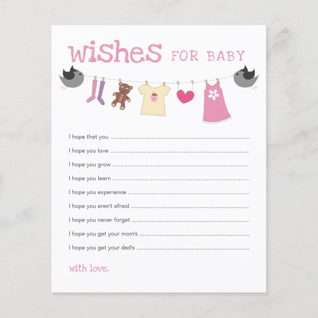 Wish for Baby Baby shower Clothesline Conseils Car (Devant)