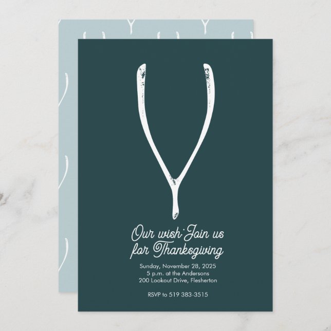 Wishbone Thanksgiving Invitation (Devant / Derrière)