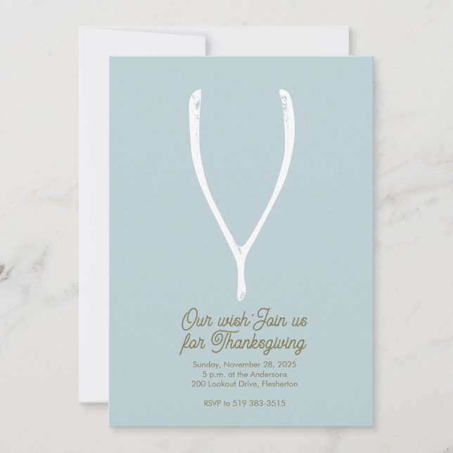 Wishbone Thanksgiving Invitation (Devant)