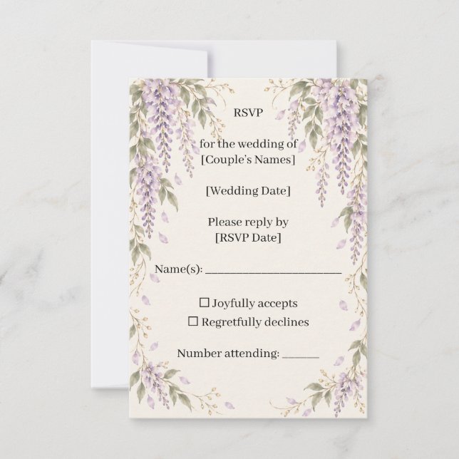 Wisteria Wedding RSVP Card (Devant)