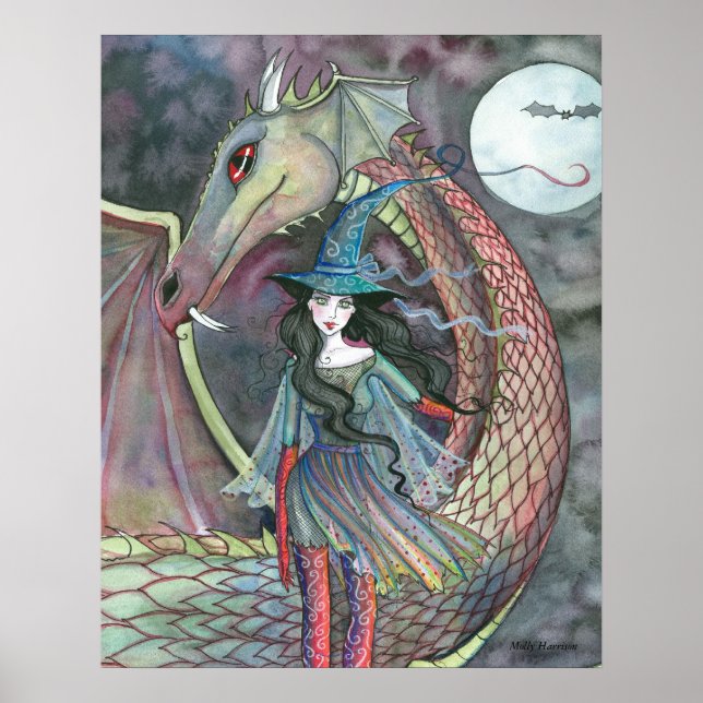 Witch and Dragon Poster by Molly Harrison (Devant)