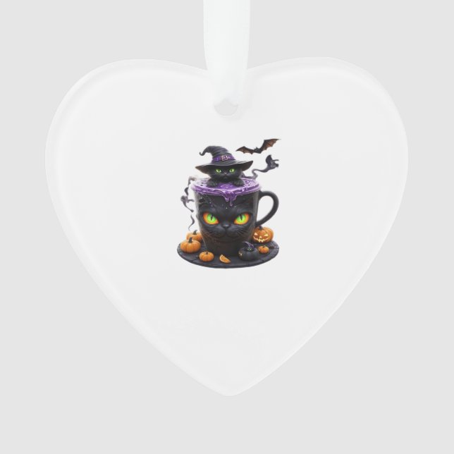 Witch Cat Halloween Latte  Café mignon et effrayan (devant)