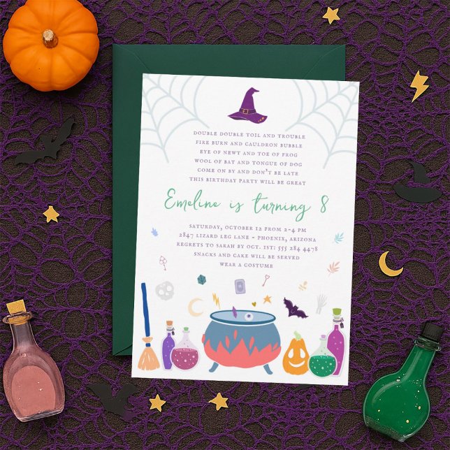 Witch Cauldron Invitations de fête d'anniversaire (Créateur téléchargé)