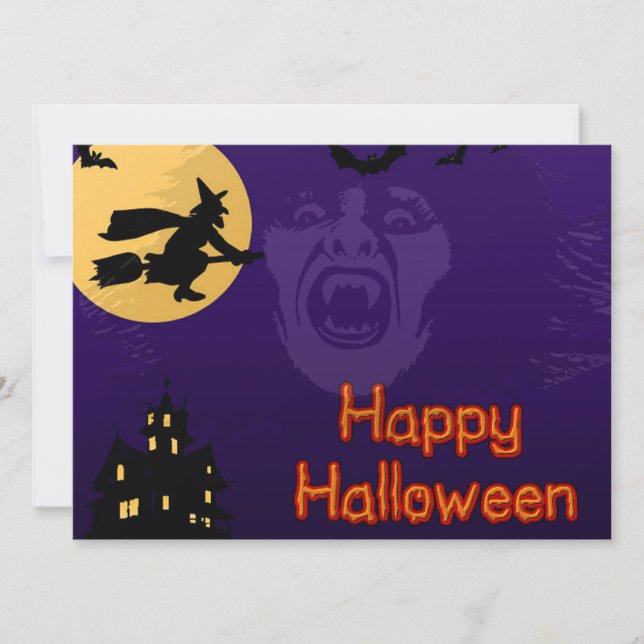 Witch, Vampire and Haunted House Party Invitations (Devant)