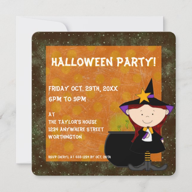 Witches Brew Kid's Halloween Party Invitation 5 (Devant)
