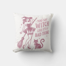 Witchine Feminine Rétro Halloween Décor Coussin