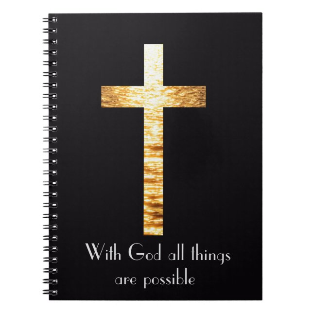 With God Gold Cross Spiral Journal Notebook (Devant)
