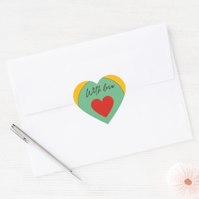 With Love Heart Sticker – Minimal Cute Love  (Enveloppe)