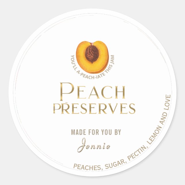 Witty Logo Design Elegant Peach Preserve Étiquette (Devant)