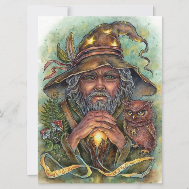 Wizard Art Card Forest Imaginaire Magic Owl (Devant)