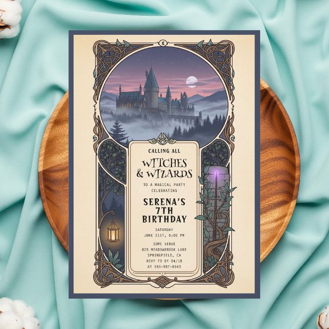 Wizard Magic Moon Castle Anniversaire Invitation (Créateur téléchargé)