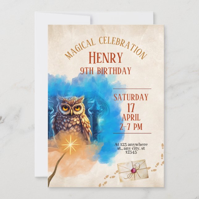 Wizard School Themed Birthday Party Invitation (Devant)