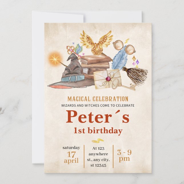 Wizard School Themed Birthday Party Invitation (Devant)