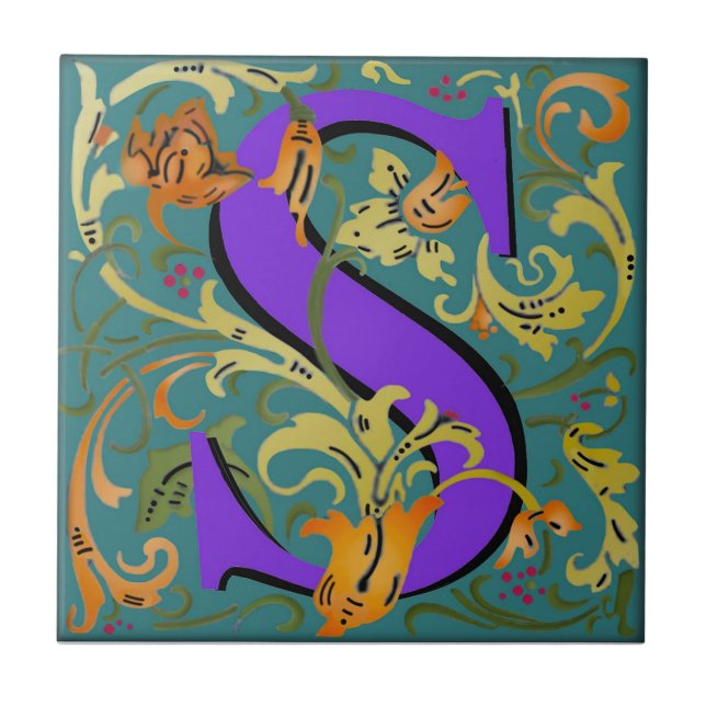 Wm Morris Lettre d'Ornat "S" Carreaux de céramique (Devant)