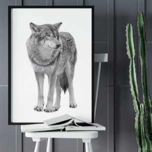 Wolf Black White Style Cabine moderne Poster