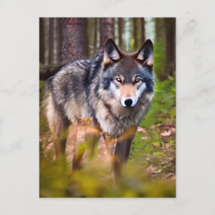 Wolf dans la carte postale de la forêt