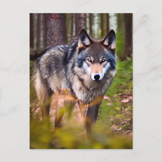 Wolf dans la carte postale de la forêt (Devant)