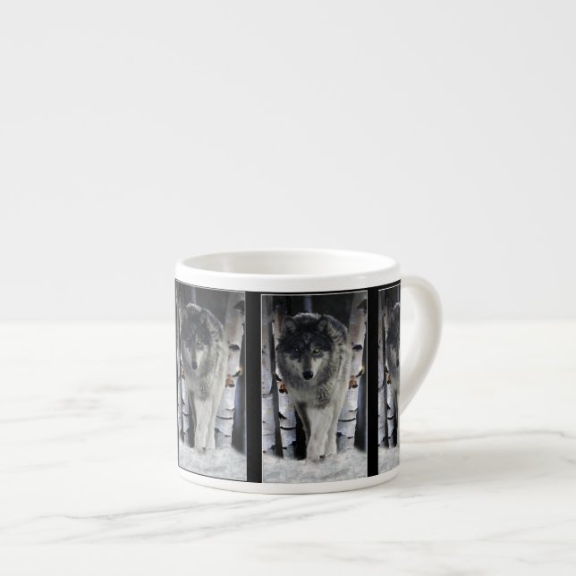 Wolf & Forêt de neige Espresso Café Mug (Devant droit)