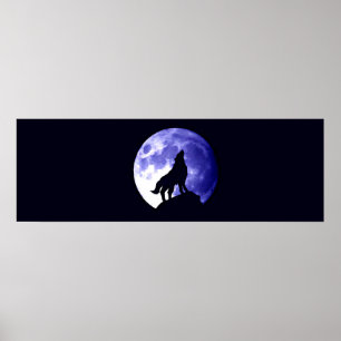 Wolf Howing at Moon Poster Imprimer Art animal sau